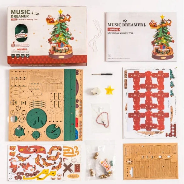 3D Puzzles For Adults, Wooden Music Box Christmas Melody Tree, 3D