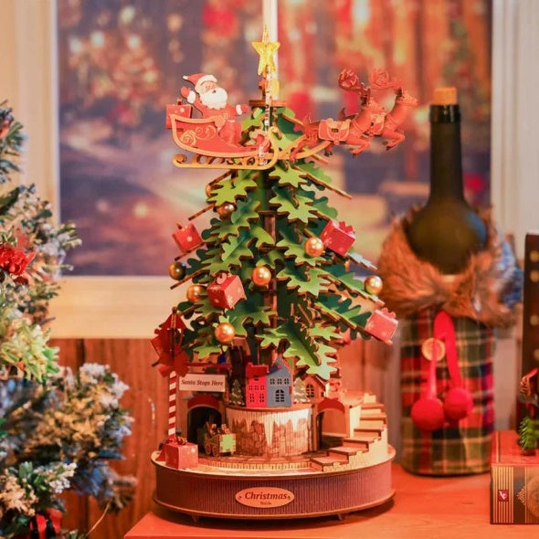 3D Puzzles For Adults, Wooden Music Box Christmas Melody Tree, 3D